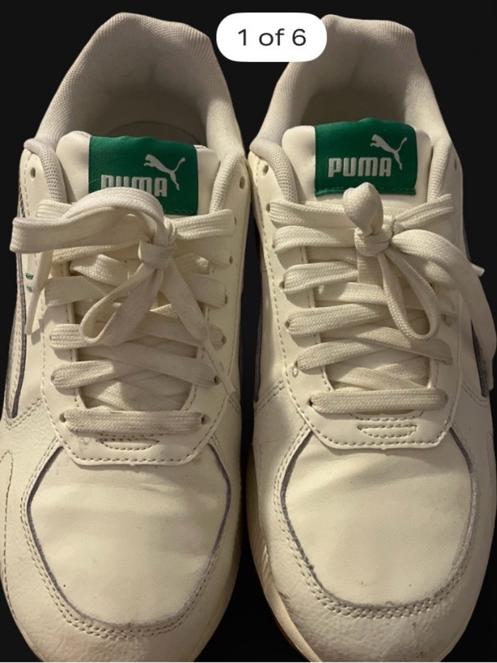 New puma unisex Cream/White Sneakers with Green Logo